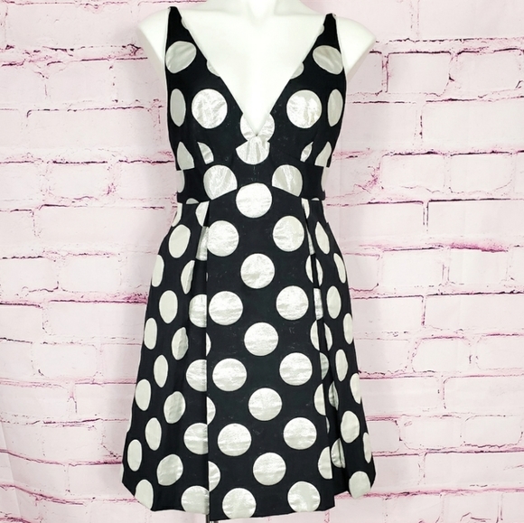 Milly Dresses & Skirts - Milly Black And Silver Polka Dot Dress